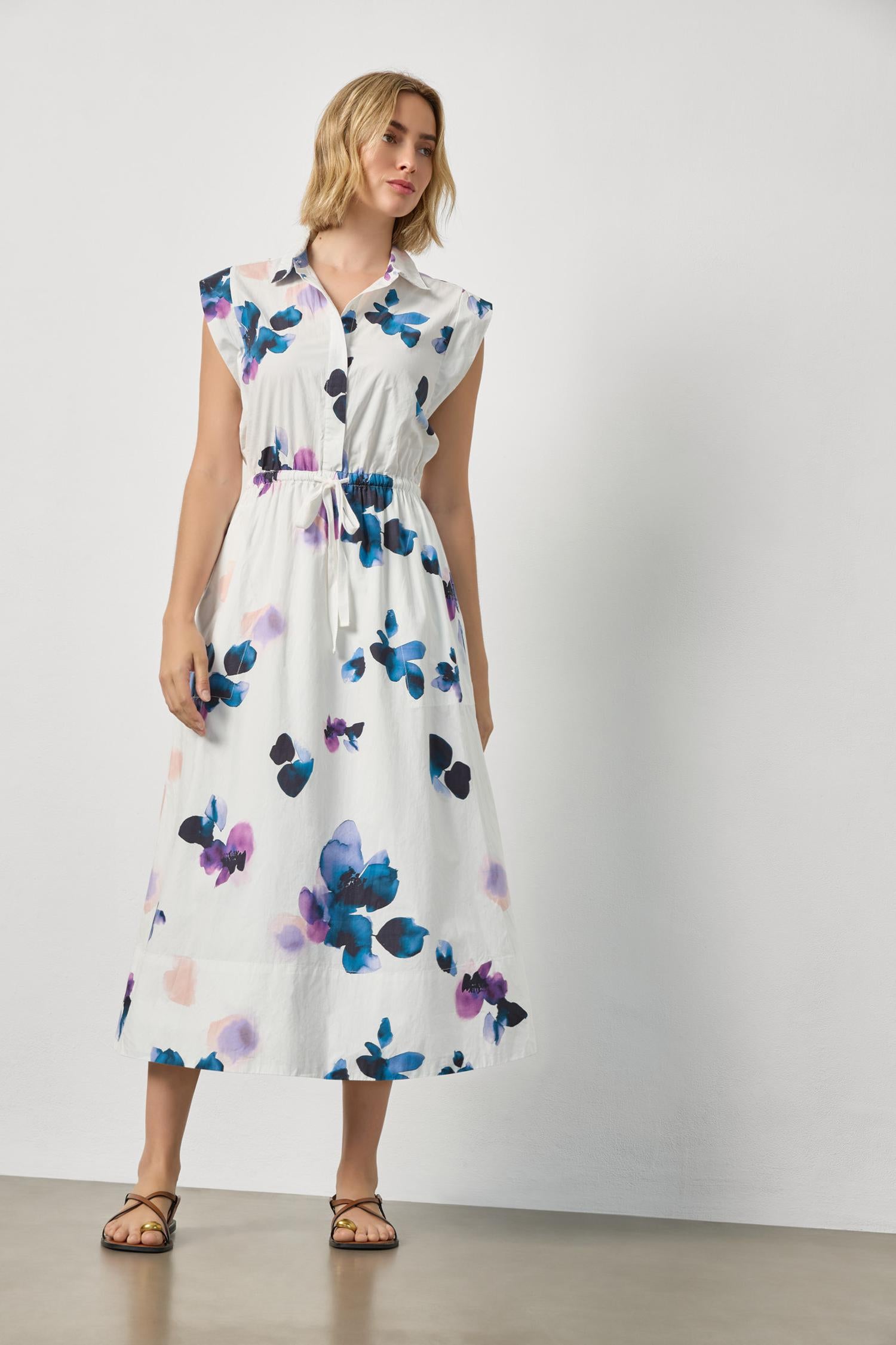 Gusset Sleeve Maxi Dress Womens Dress Orchid Print A3