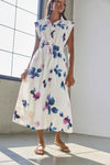 Gusset Sleeve Maxi Dress Womens Dress Orchid Print C1