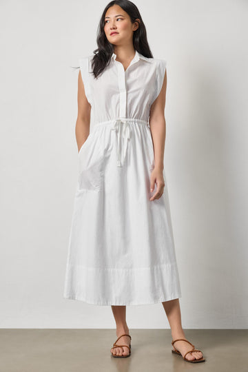 Gusset Sleeve Maxi Dress in color White Image A1