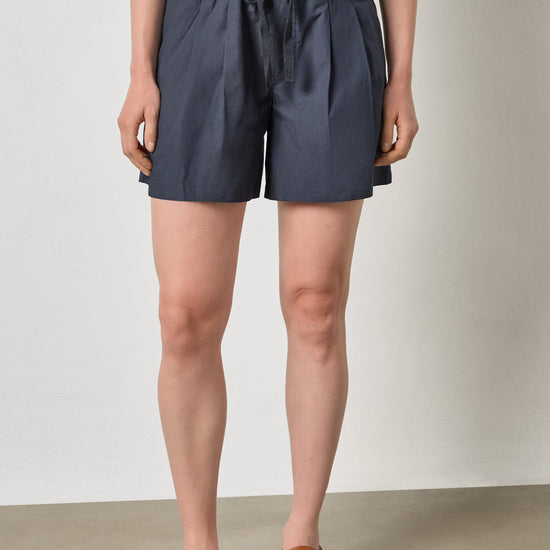 Pleat Waist Short Womens Short Navy A1
