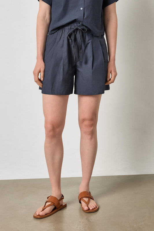 Pleat Waist Short Womens Short Navy A1