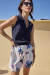 Pleat Waist Short Womens Short Orchid Print C2