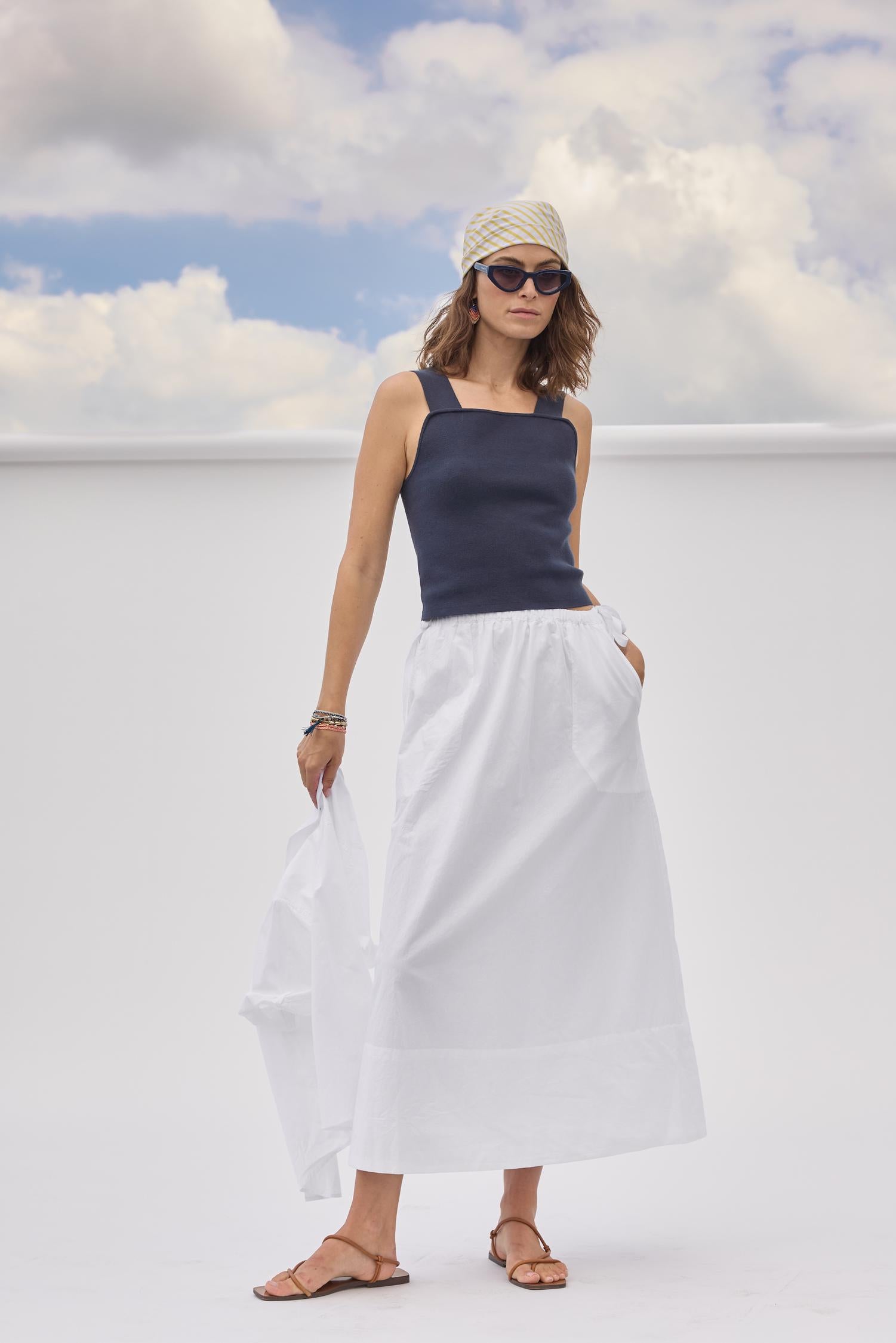 A-Line Maxi Skirt Womens Skirt White C1