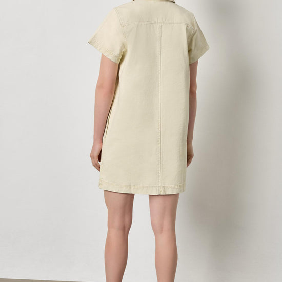 Twill Split Neck Collared Dress Womens Dress Parchment A2