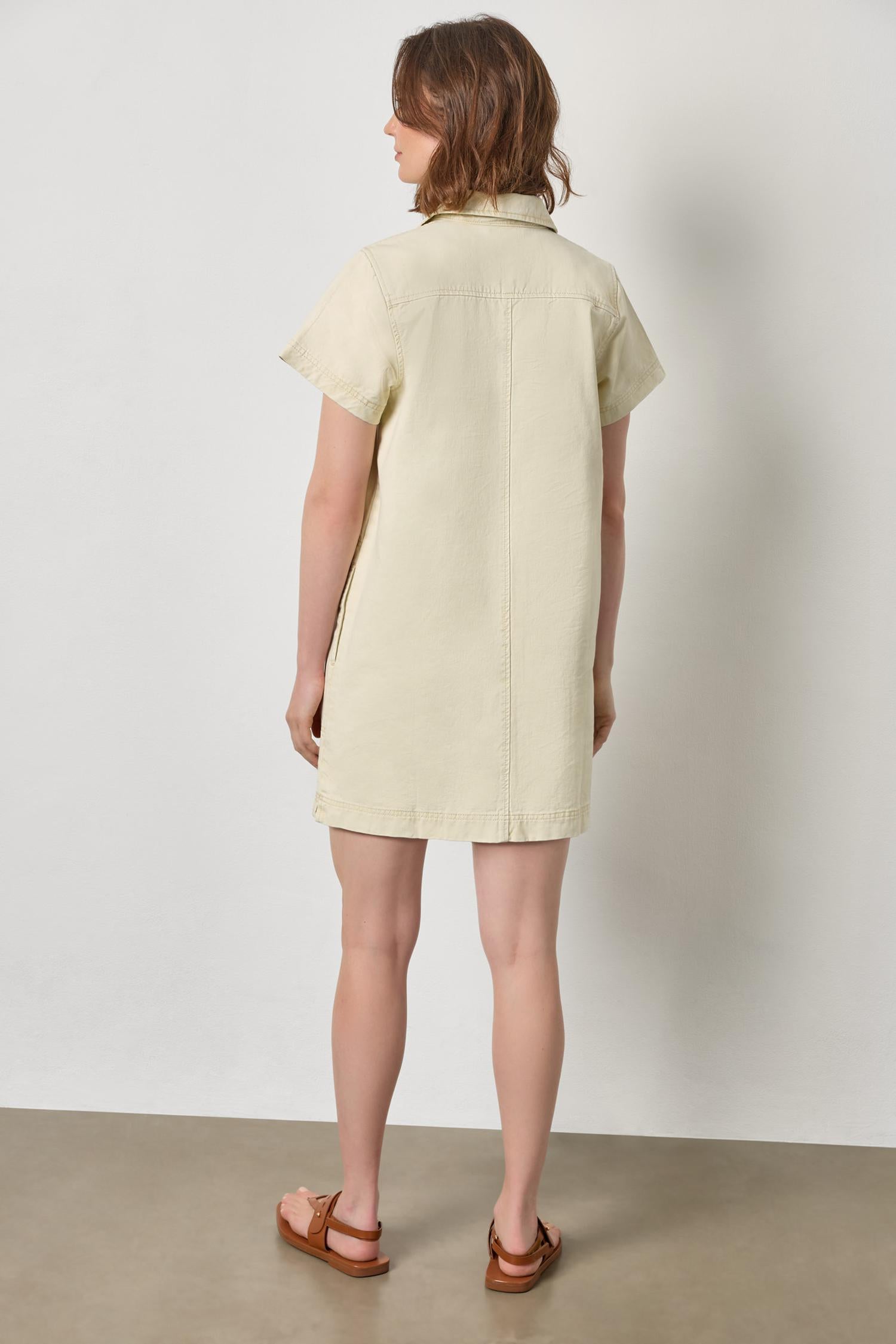 Twill Split Neck Collared Dress Buckwheat / X-Small