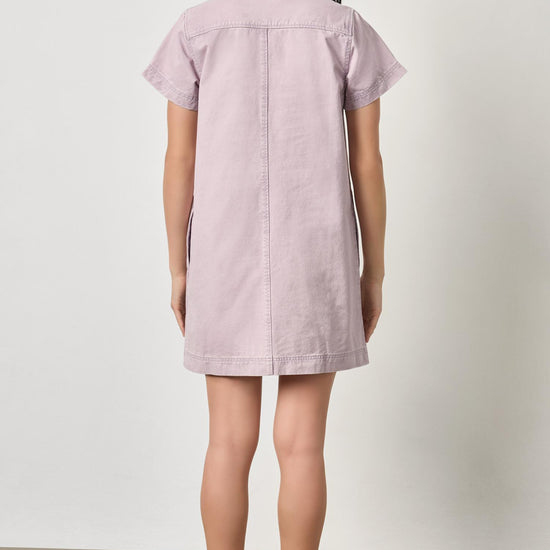 Twill Split Neck Collared Dress Womens Dress Thistle A2