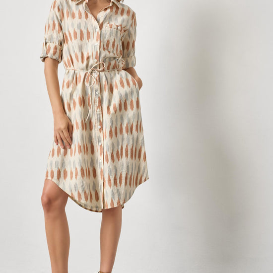 Ikat Shirt Dress Womens Dress Carob Ikat A1