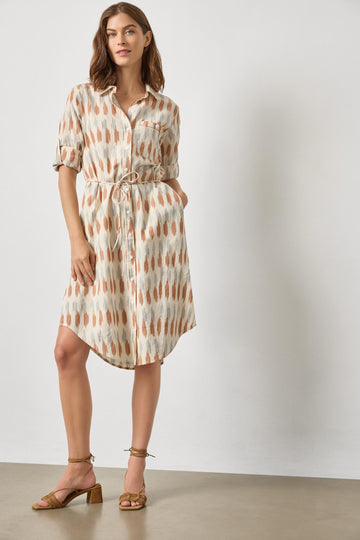 Ikat Shirt Dress Womens Dress Carob Ikat A1