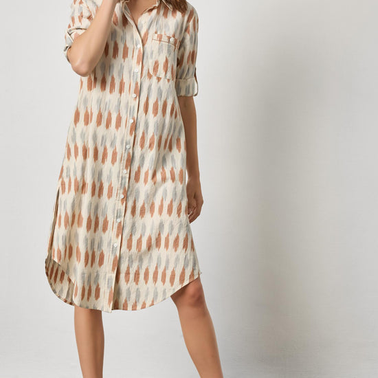 Ikat Shirt Dress Womens Dress Carob Ikat A3