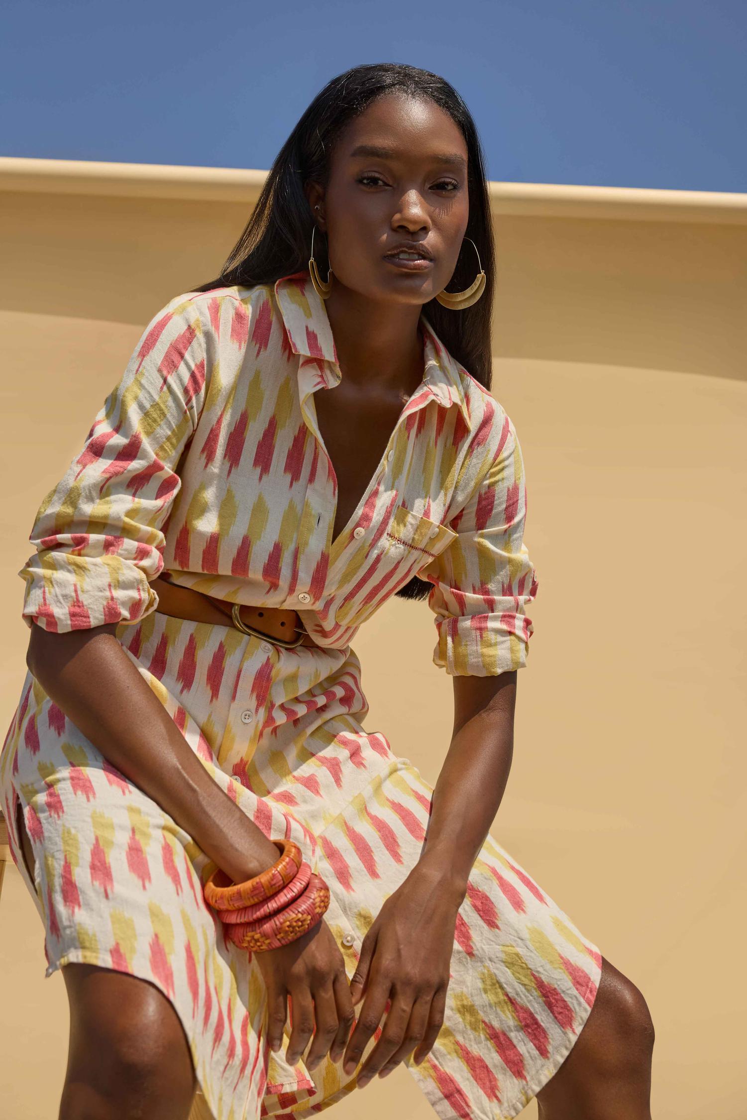 Ikat Shirt Dress Womens Dress Taffy Ikat C2