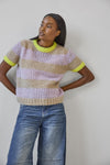 Short Sleeve Stripe Sweater Womens Sweater Lily/Husk Stripe A1