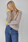 Contrast Trim Crewneck Sweater Womens Sweater Husk Combo A3