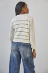 Textured Crewneck Sweater Womens Sweater Sage/Ivory Stripe A2