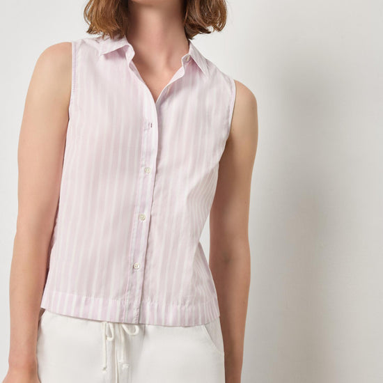 Striped Sleeveless Shirt in color Lavender Stripe Image A1