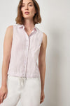 Striped Sleeveless Shirt Womens Top Lavender Stripe A1