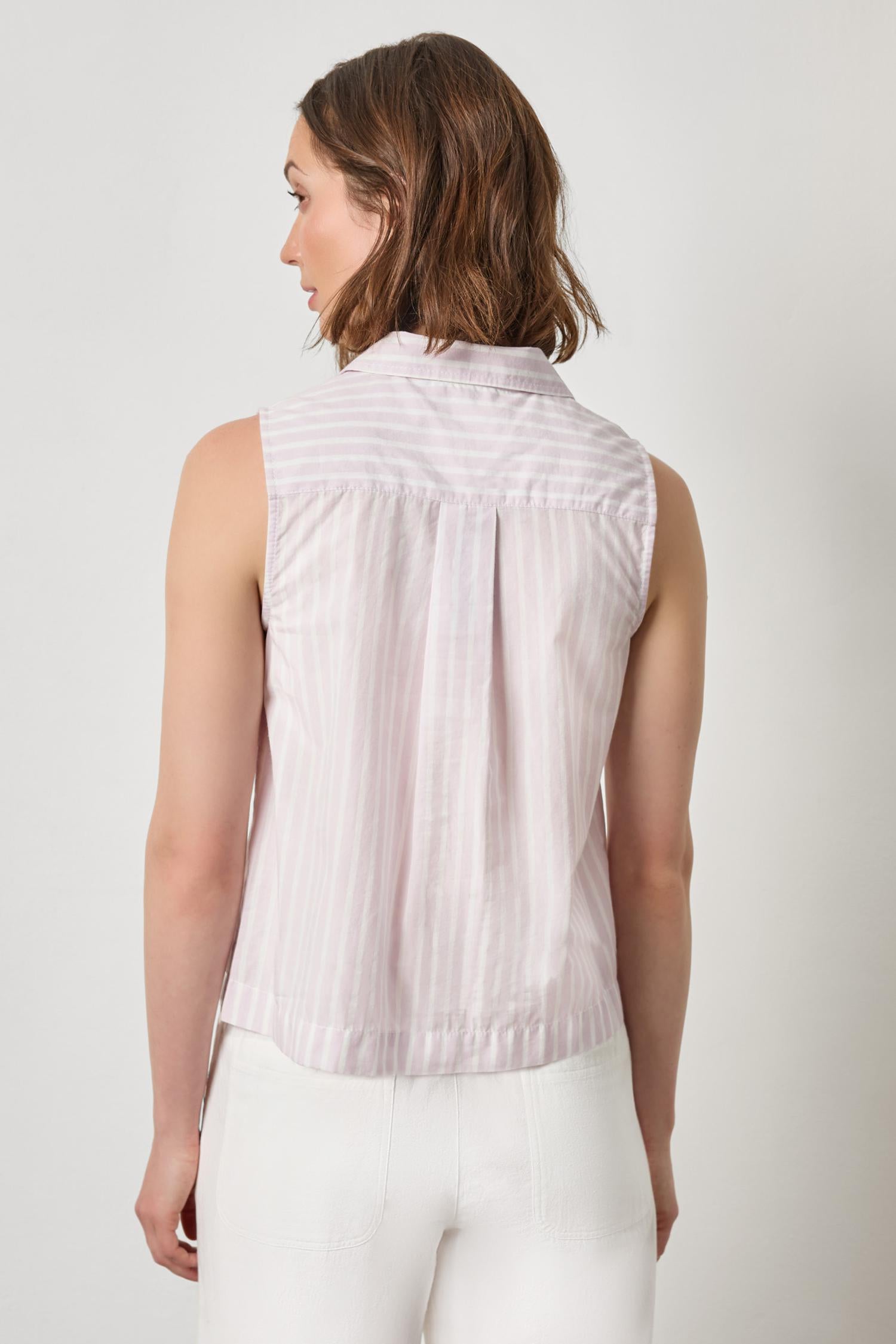 Striped Sleeveless Shirt in color Lavender Stripe Image A2