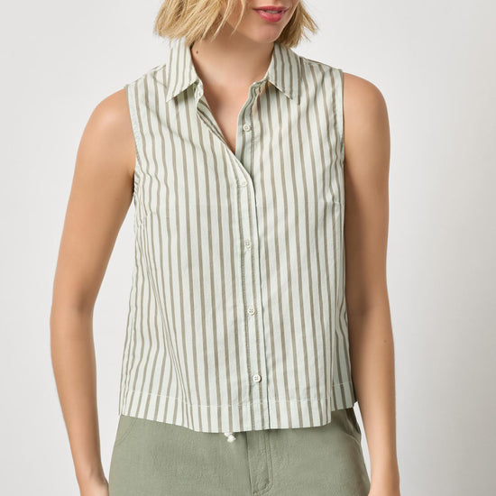 Striped Sleeveless Shirt in color Pool Stripe Image A1