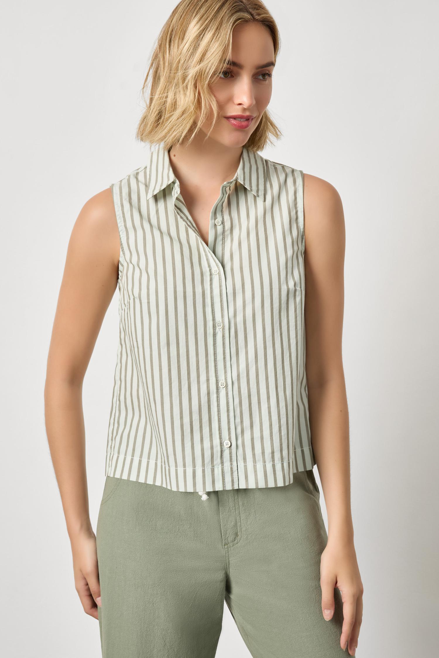Striped Sleeveless Shirt in color Pool Stripe Image A1
