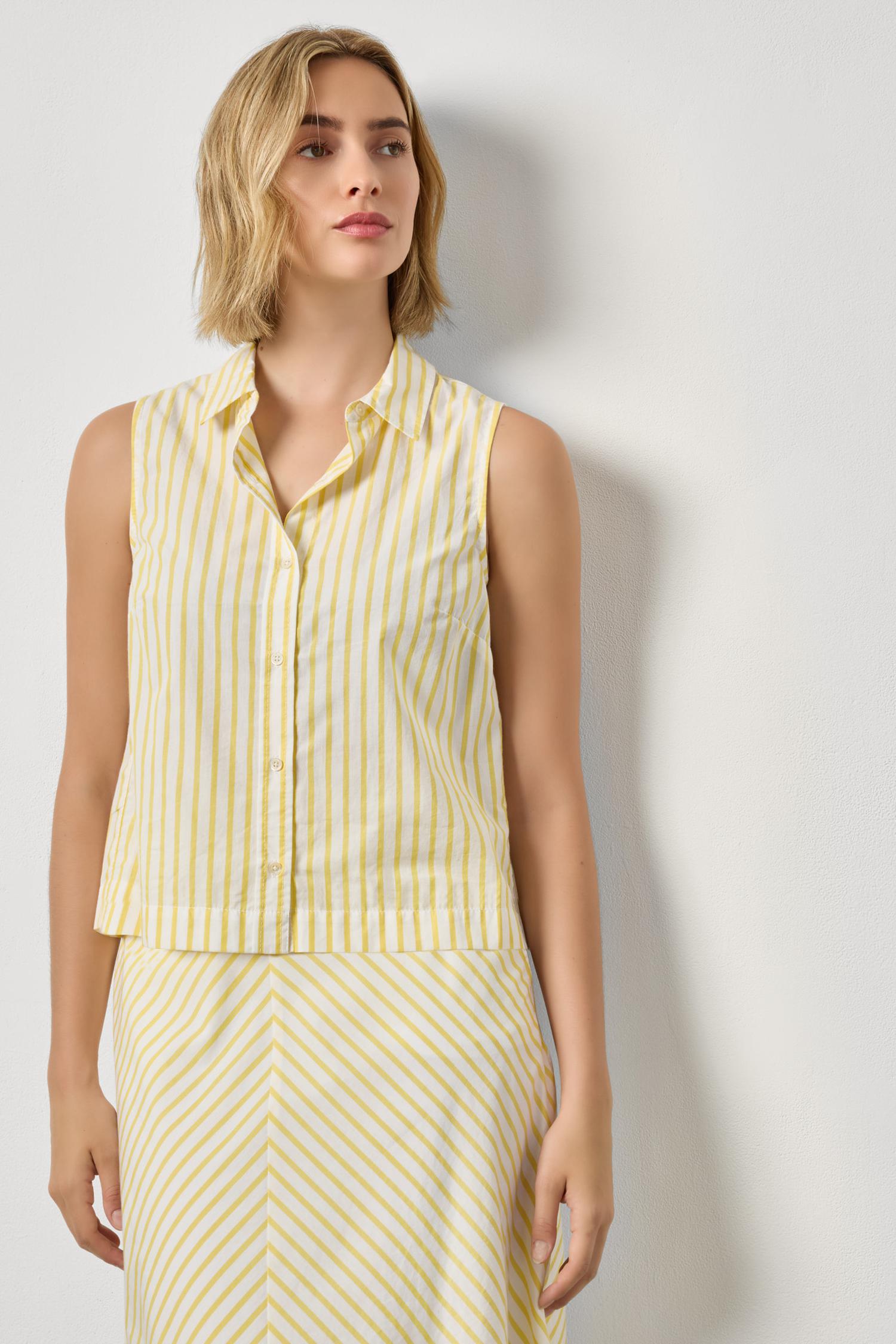 Striped Sleeveless Shirt in color Sunflower Stripe Image A3