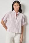 Striped Oversized Button Down Dolman Womens Top Lavender Stripe A2