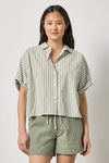 Striped Oversized Button Down Dolman Womens Top Pool Stripe A1