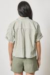 Striped Oversized Button Down Dolman Womens Top Pool Stripe A2