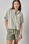 Striped Oversized Button Down Dolman Womens Top Pool Stripe A3