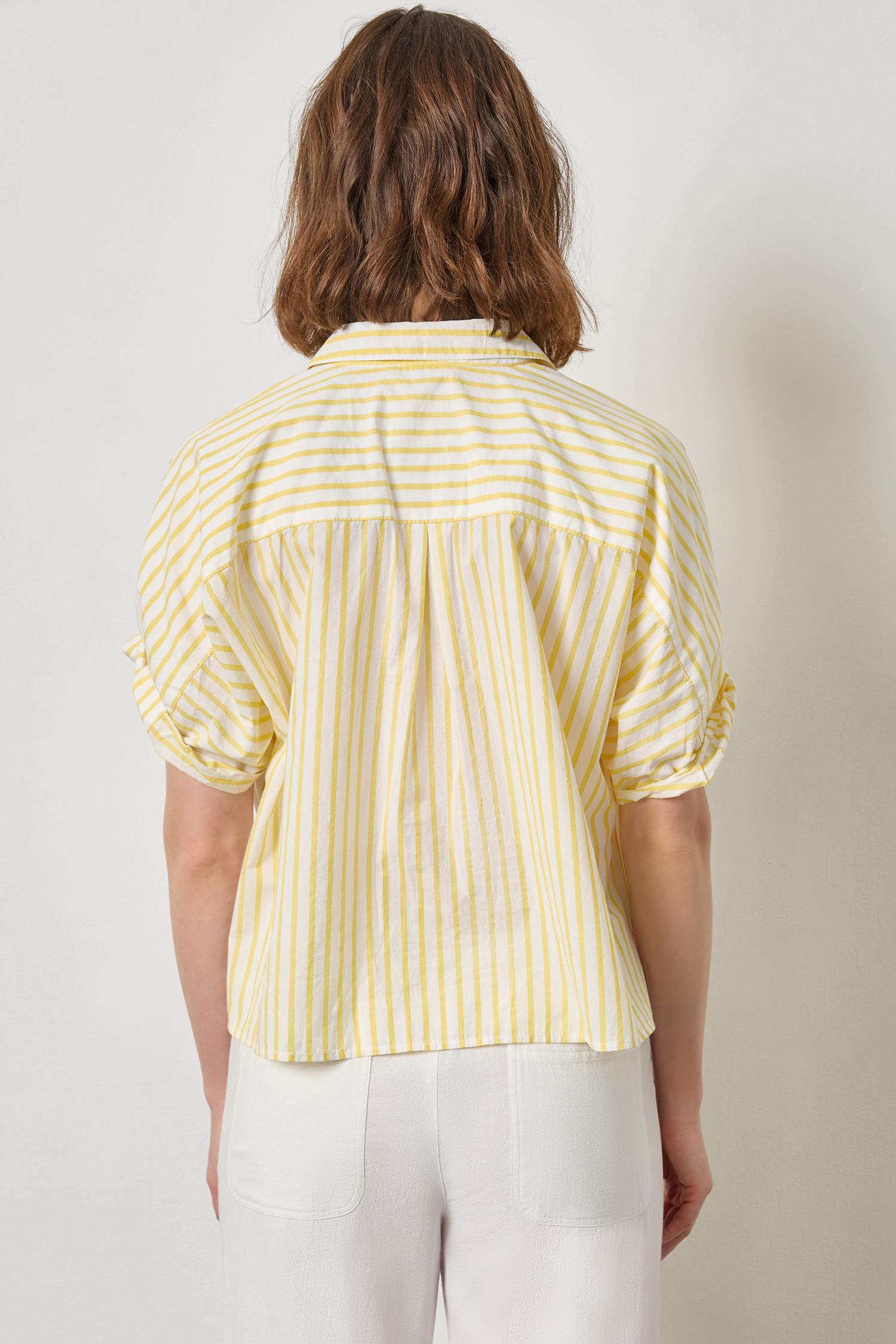Striped Oversized Button Down Dolman in color Sunflower Stripe Image A2