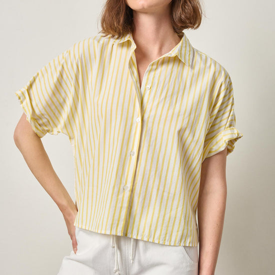 Striped Oversized Button Down Dolman Womens Top Sunflower Stripe C2