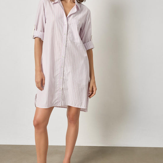 Striped Shirt Dress in color Lavender Stripe Image A1