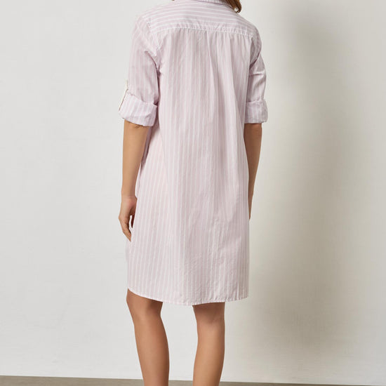 Striped Shirt Dress in color Lavender Stripe Image A2