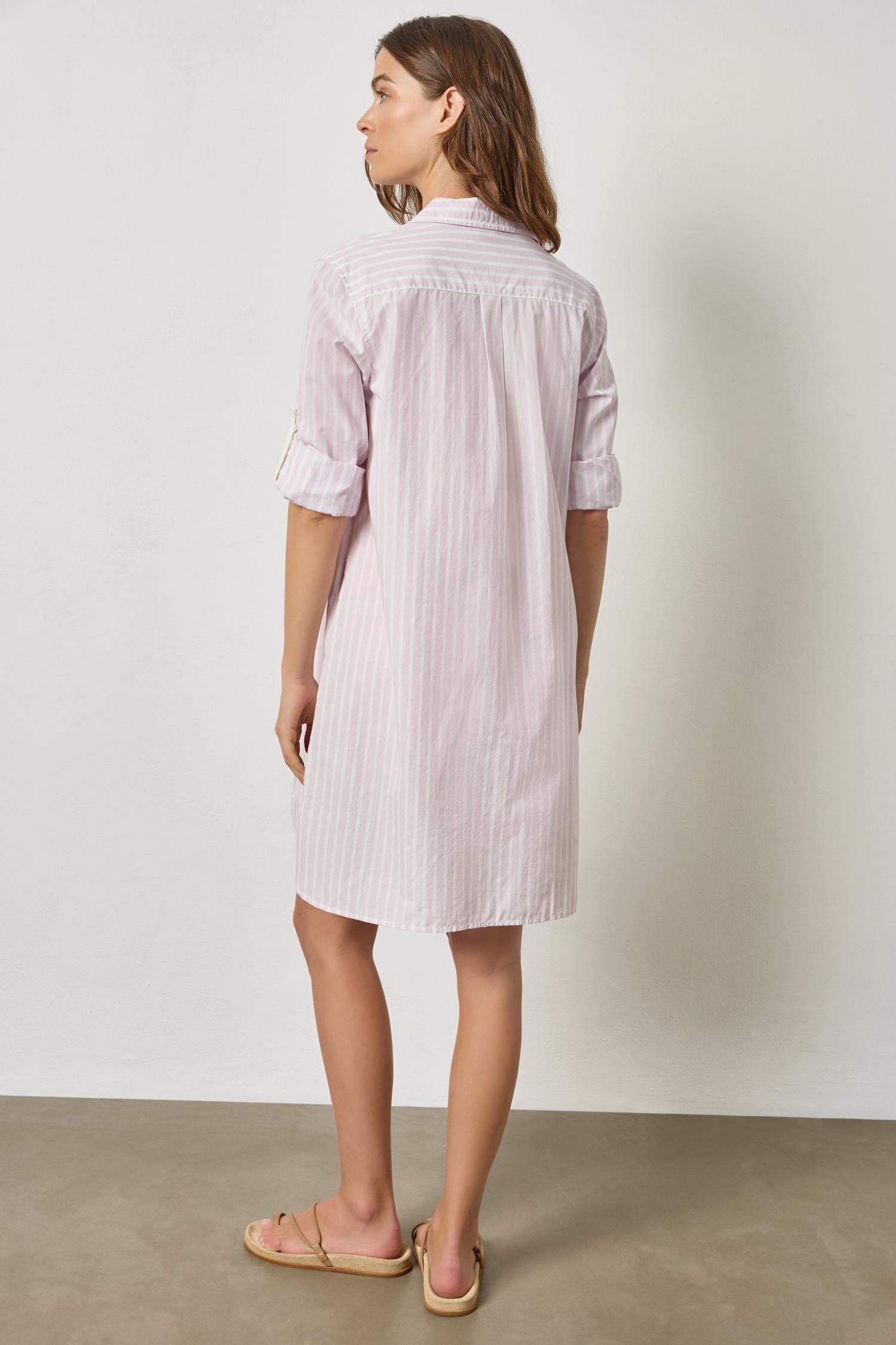Striped Shirt Dress Lavender Stripe / X-Small