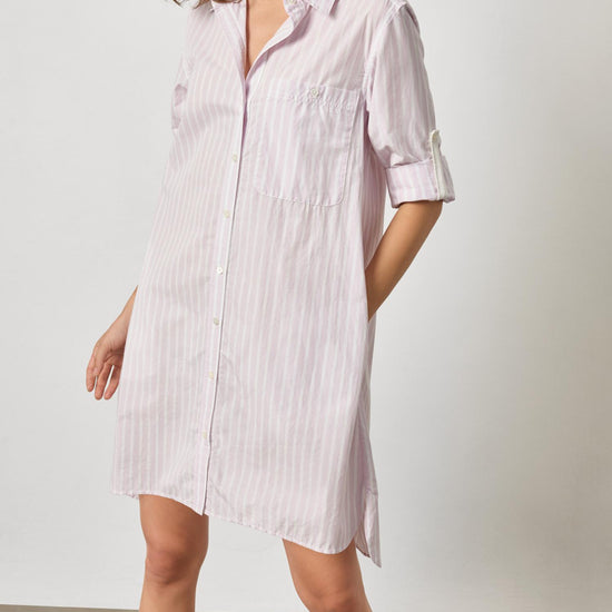 Striped Shirt Dress in color Lavender Stripe Image A3