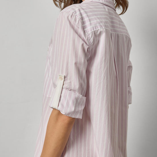 Striped Shirt Dress in color Lavender Stripe Image A4