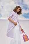 Striped Shirt Dress in color Lavender Stripe Image C1