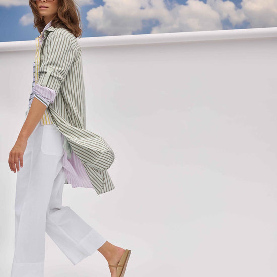 Striped Shirt Dress in color Lavender Stripe Image C3