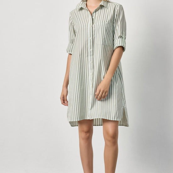 Striped Shirt Dress in color Pool Stripe Image A1