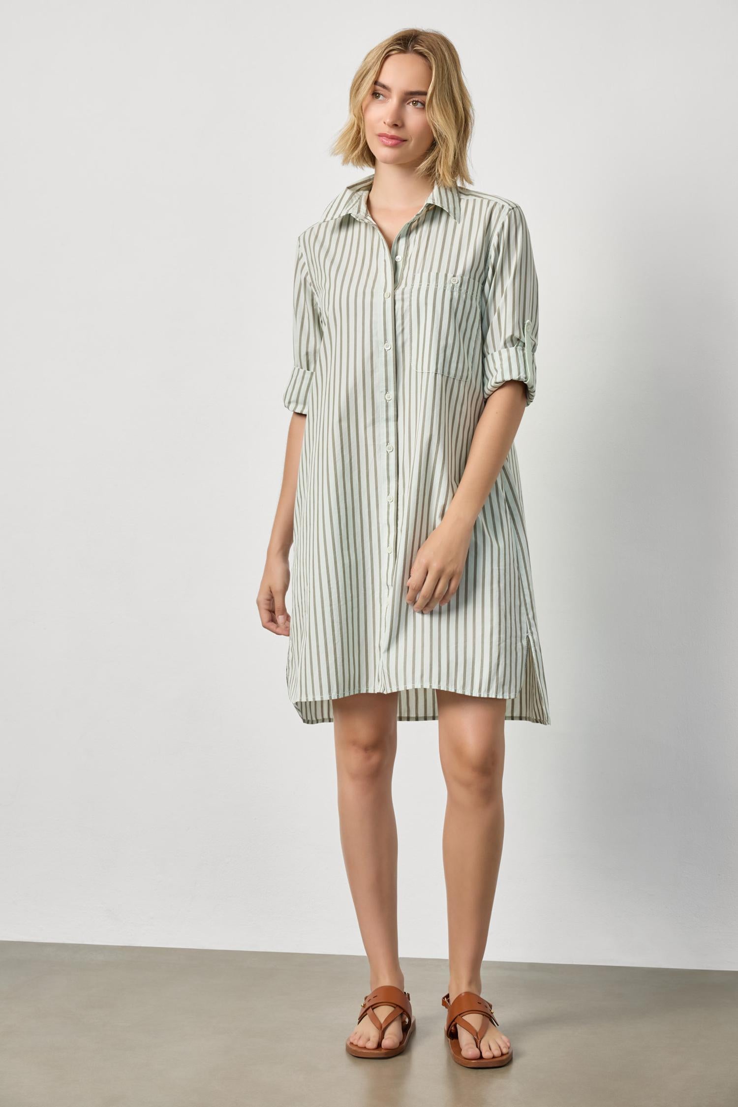 Striped Shirt Dress in color Pool Stripe Image A1