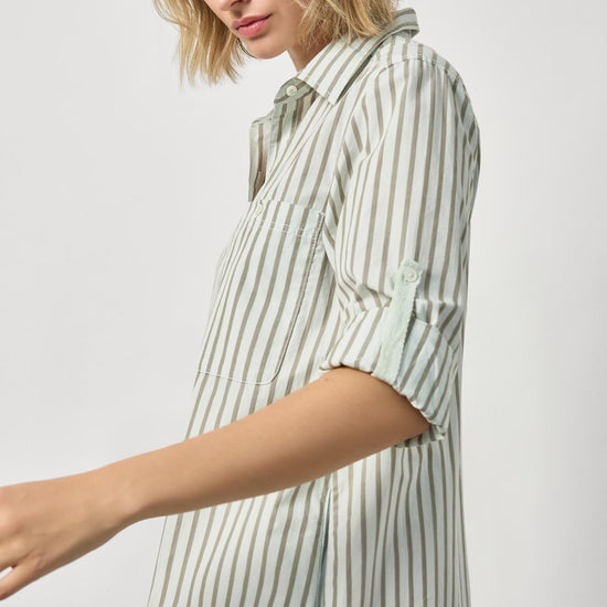 Striped Shirt Dress in color Pool Stripe Image A3