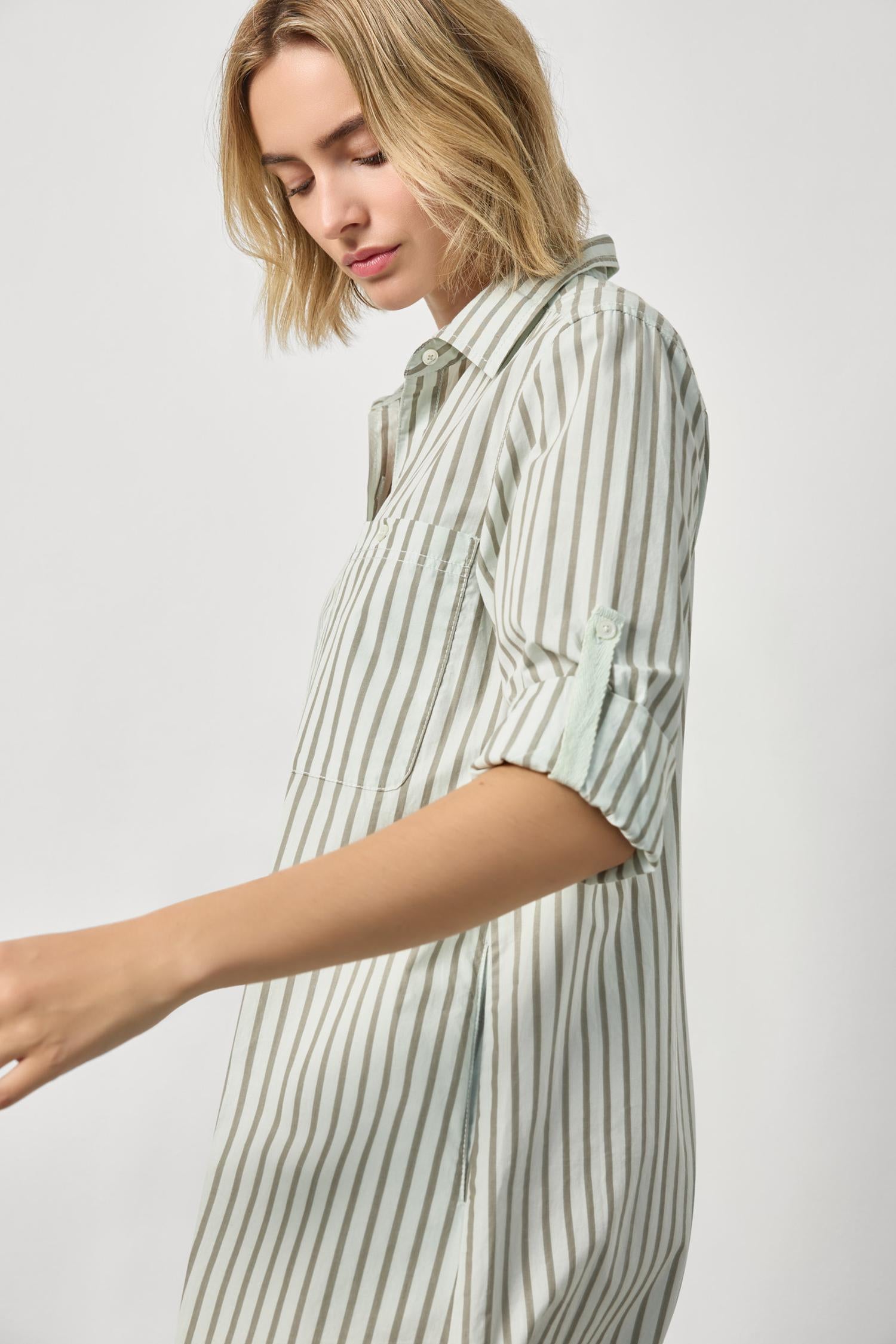 Striped Shirt Dress in color Pool Stripe Image A3