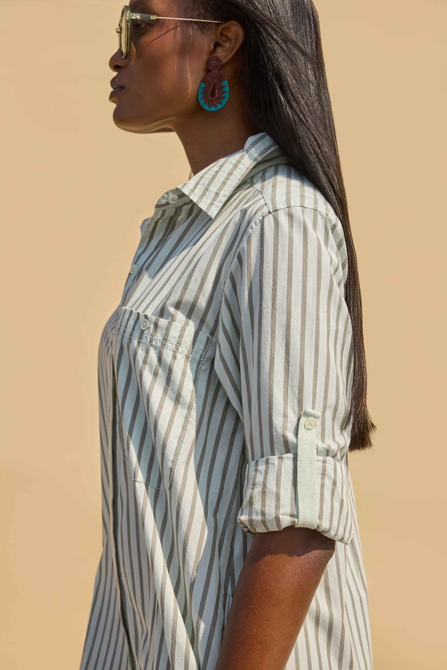 Striped Shirt Dress in color Pool Stripe Image C2