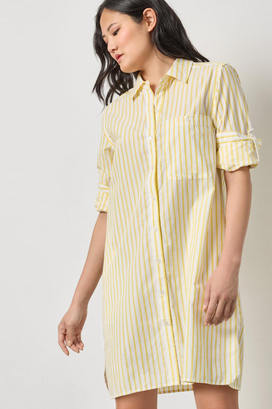 Striped Shirt Dress in color Sunflower Stripe Image A1