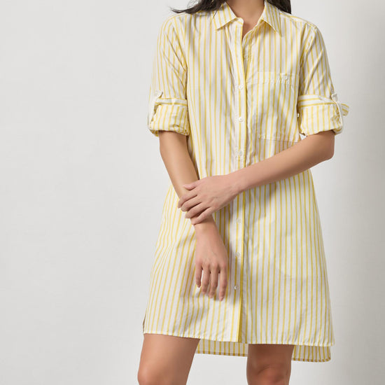 Striped Shirt Dress in color Sunflower Stripe Image A3