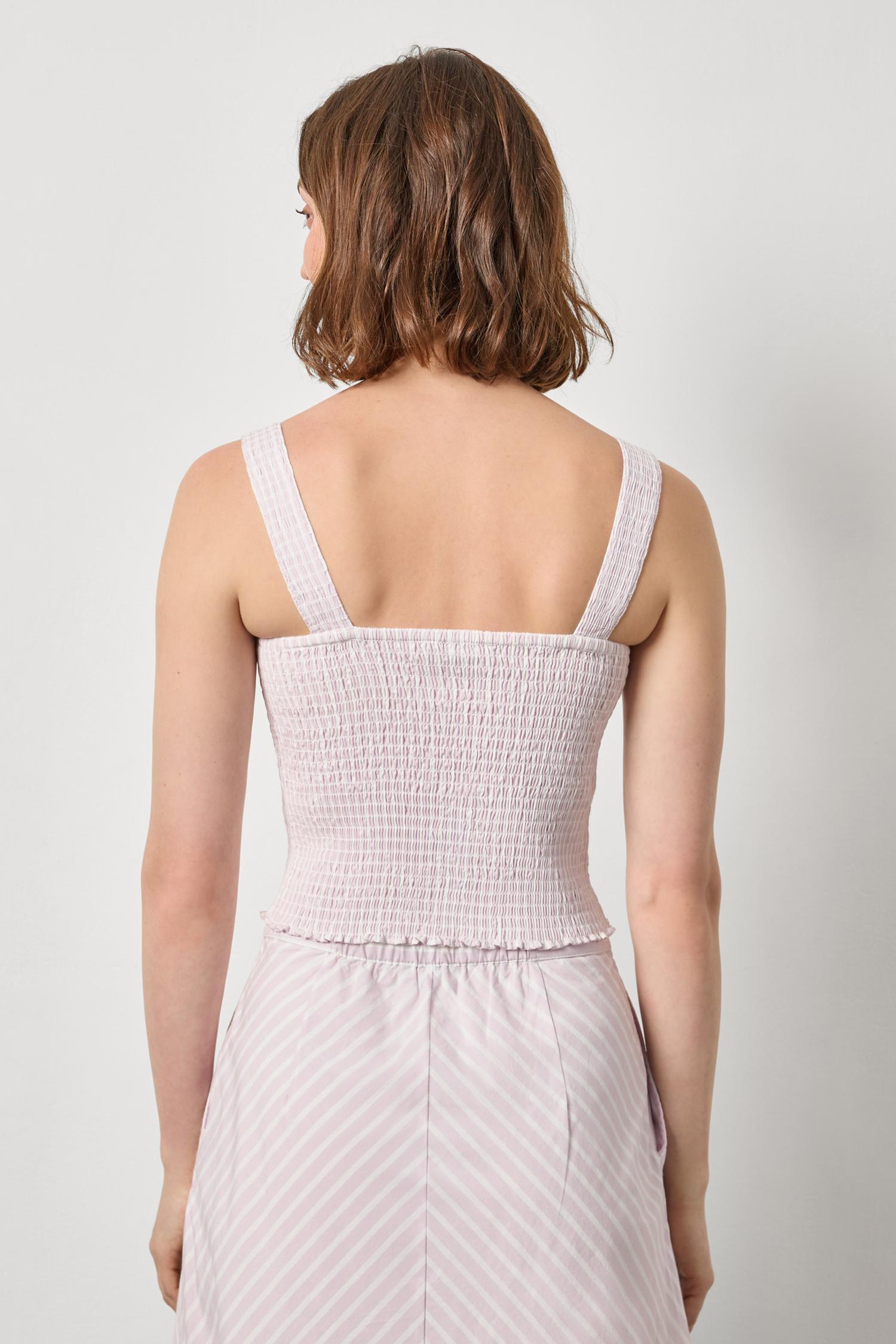 Striped Smocked Tank Womens Top Lavender Stripe A2