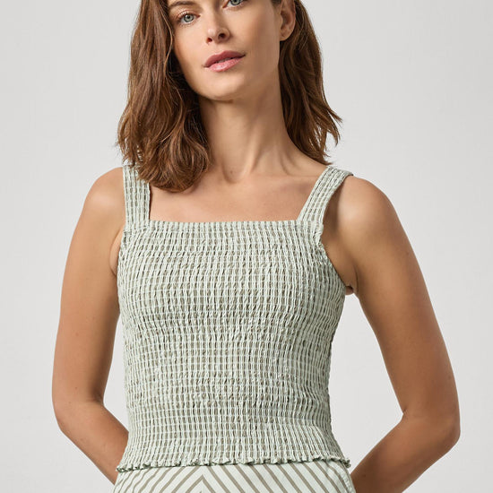 Striped Smocked Tank Womens Top Pool Stripe A1