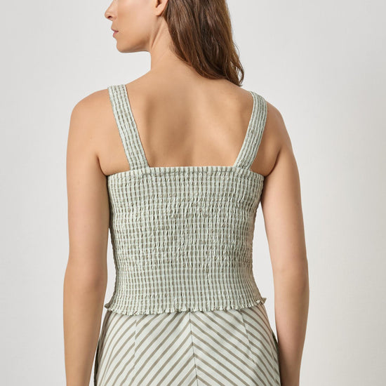 Striped Smocked Tank Womens Top Pool Stripe A2