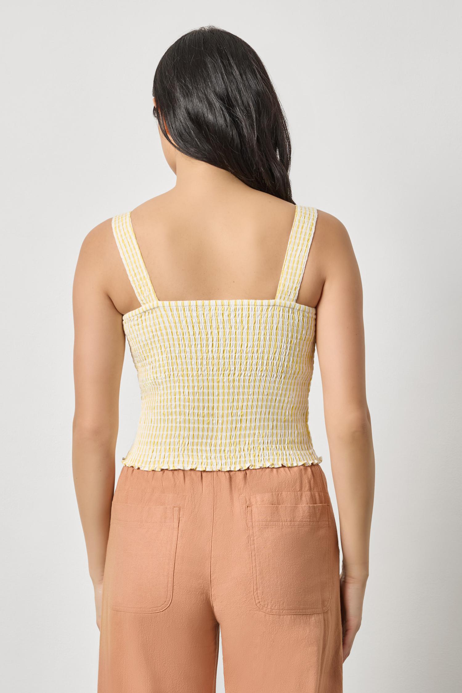 Striped Smocked Tank Womens Top Sunflower Stripe A2