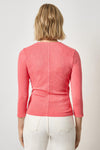 Ribbed Slub 3/4 Sleeve Surplice Womens Top Geranium A2