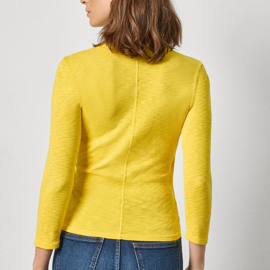 Ribbed Slub 3/4 Sleeve Surplice Womens Top Sunflower A2