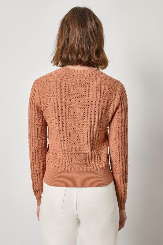 Patchwork Stitch Crewneck Sweater Womens Sweater Driftwood A2